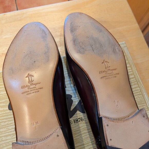 VINTAGE Ferragamo Caronte, Burgundy, Men's Size 9-1/2 D, Made in Italy - Picture 6 of 10
